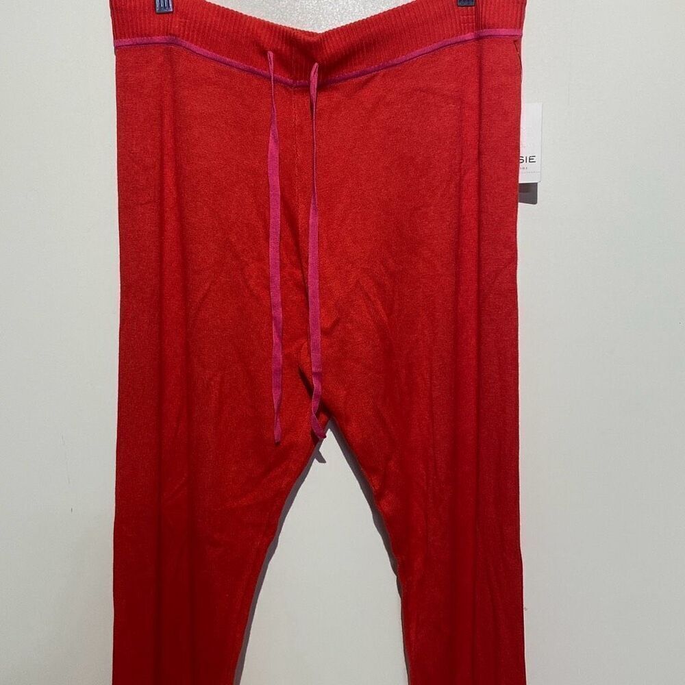 Josie Natori Retreat Red Knit Lounge Pants Joggers Drawstring N97269 Womens